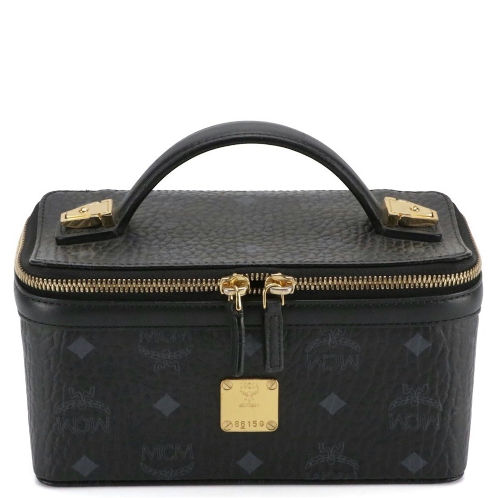 ❌❌SOLD❌❌ MCM Aren Vanity Case in Black Visetos Canvas w/ Leather Trim & Strap - Picture 1 of 10
